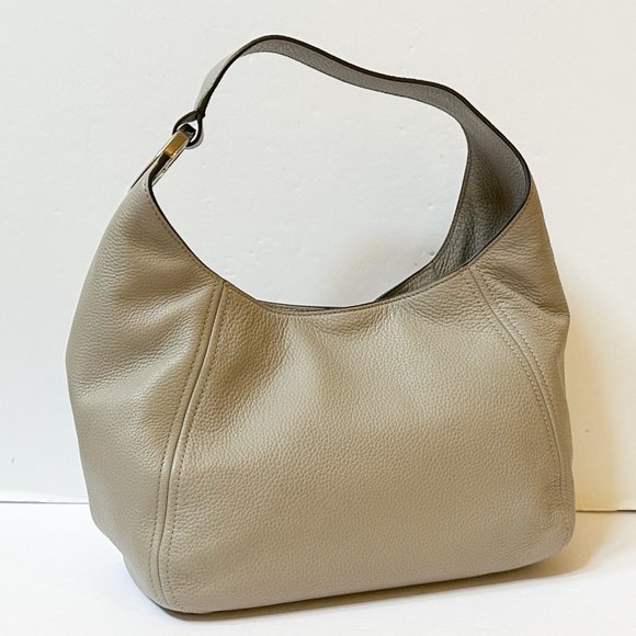 Michael Kors Fulton large Shoulder Hobo Pebbled Leather Bag Pearl Grey - Picture 8 of 12